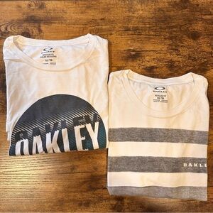 Lot 2: Oakley White Graphic T-Shirt - Striped and Logo Styles